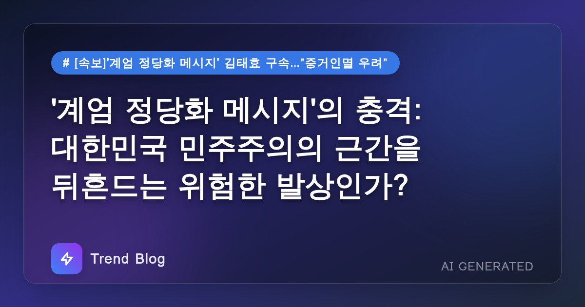 '계엄 정당화 메시지'의 충격: 대한민국 민주주의의 근간을 뒤흔드는 위험한 발상인가?